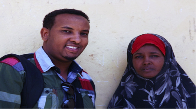 Abdiqani Abdullahi Askar, a psychiatric mental health practitioner and Medical Director of the Somali Mental Health Foundation with a patient, Khadra Dirie, a Somali national in Djibouti that the foundation successfully treated. Photo: Courtesy of Somali Mental Health Foundation