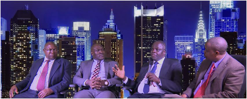 A section of the interim Sunrise Minto Credit Union board when they appeared on KDR TV to discuss the impending credit union. (L to R) Tom Motanya, Ibrahim Oenga, Moses Makori and KDR TV host Benard Omweri. Photo: Courtesy KDRTV 