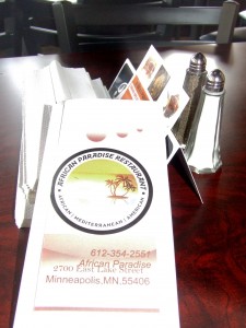 African Paradise menu 2