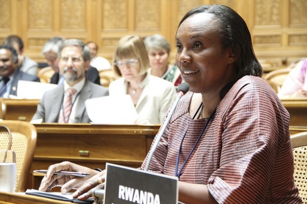 Rose Mukantabana served as Rwanda’s first Speaker of the Chamber of Deputies. The countries that achieved the greatest gender progress, between 1995 and 2015, in their single or lower houses of parliament are Rwanda, Andorra and Bolivia. Photo: Courtesy of Third World Conference of Speakers of Parliament