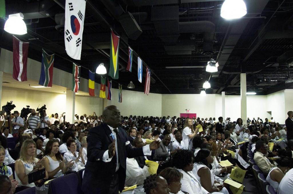 The hundreds of mourners that showed up to mourn 10-year-old Barway Collins during an emotional funeral service at Shiloh Temple International Ministries in Minneapolis on May 2, 2015, exactly three weeks after his body was found on the Mississippi River on Saturday, April 11. His father, Pierre Collins, was taken into custody two days after Barway was found and charged with the murder of his son. Photo: Kaamil Haider/Mshale