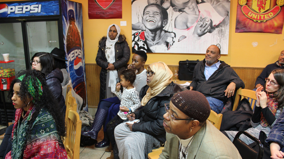 The audience at Little Africa's first open mic and dialogue series at Snelling cafe in St. Paul, Minnesota on January 20, 2016. Photo: Courtesy of AEDS