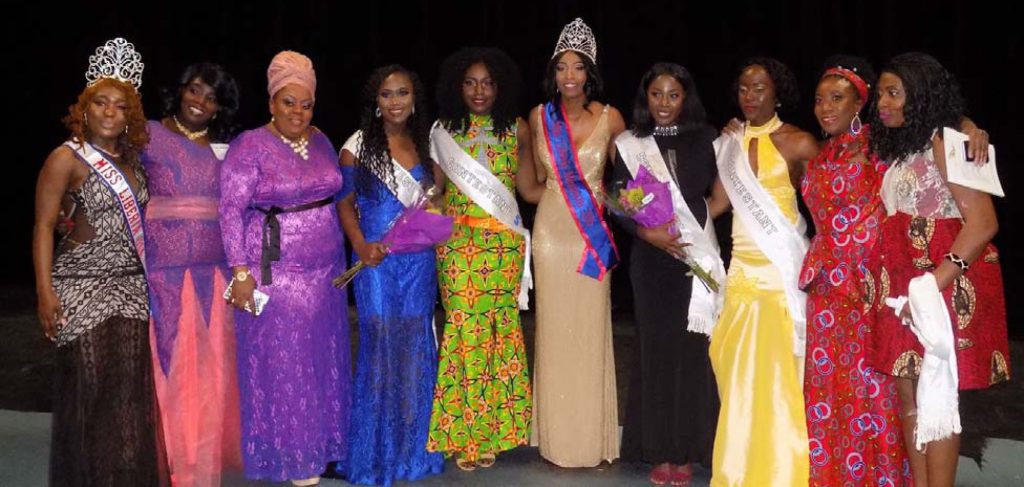 Koisey Hiama, who was crowned Miss Liberia Minnesota on Saturday, October 29 2016 poses with the other contestants at the conclusion of the pageant. Photo: Amie Dibba/Mshale