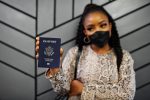 African,American,Woman,Wearing,Black,Face,Mask,Show,Usa,Passport