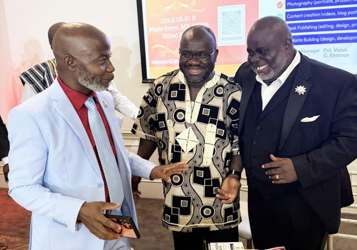Rev. Collins with Kamaty Diahn and Arthur Perkador Biah_Mshale Newspaper