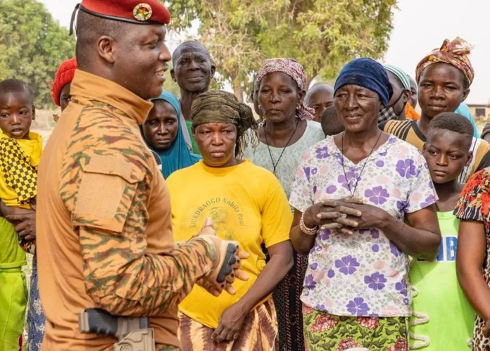 Capt Ibrahim Traore Chatting with agrocultural workers in March via Traore X Account