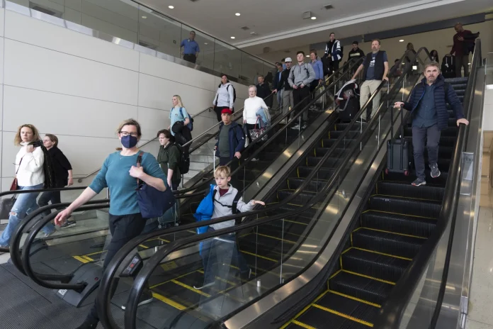 Dulles Escalator on April 1, 2024 by Manuel Balce Ceneta of AP